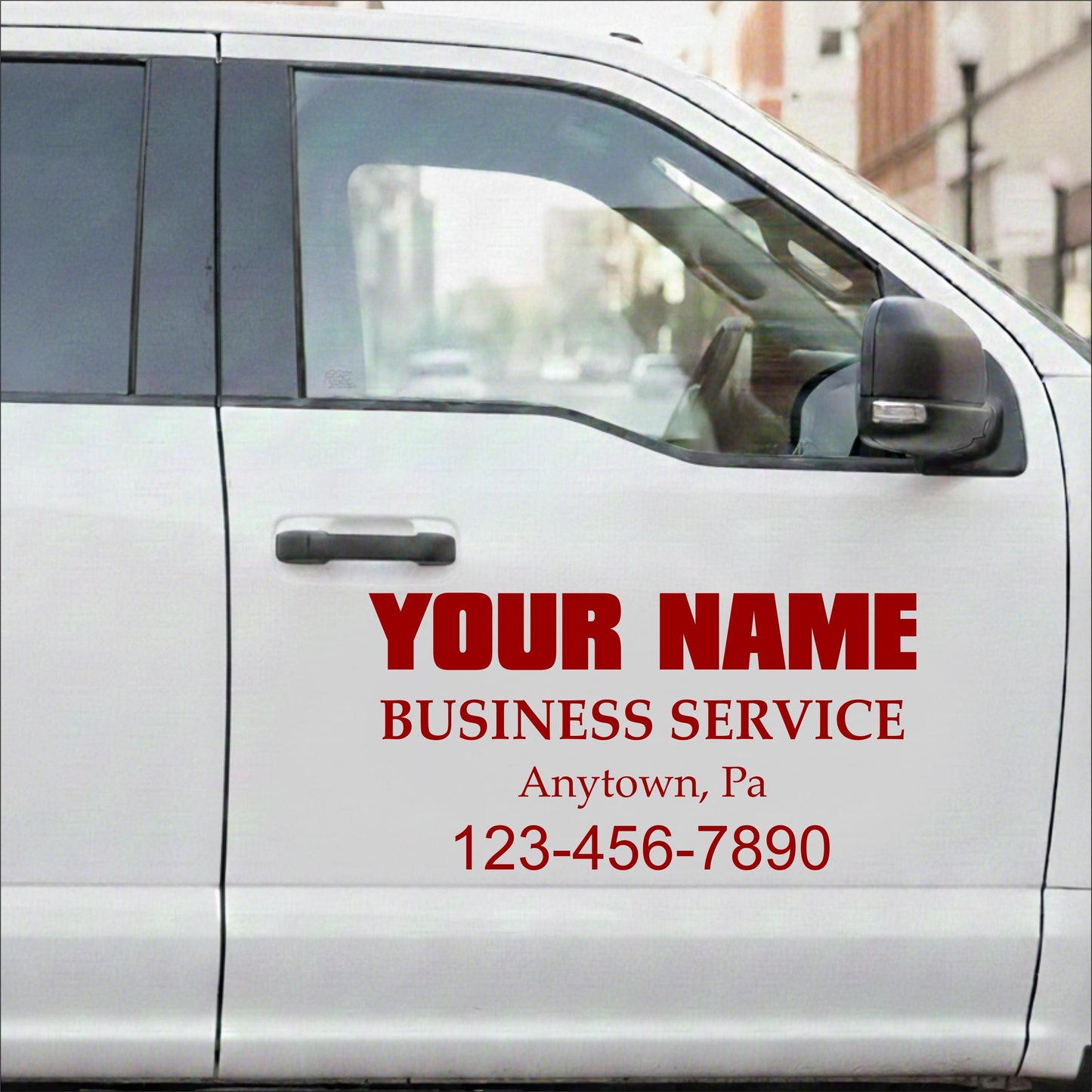 One set of Custom Car Decals, Vinyl Lettering Truck, Van, SUV, Window, Door